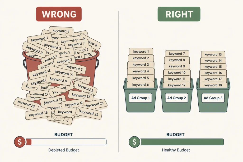 Too Many Ad Groups Equals Wasted Budget